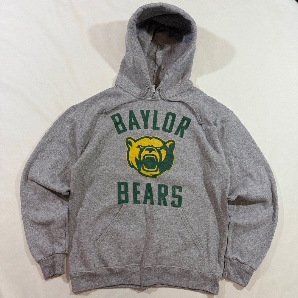 Baylor Bears Hoodie Mens Size Medium Gray NCAA Collegiate Graphic Sweatshirt